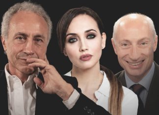 Marco Travaglio e Chiara Francini ospiti di Schermi di Piombo a Roma Marco Travaglio, Chiara Francini e Adolfo Fantaccini
